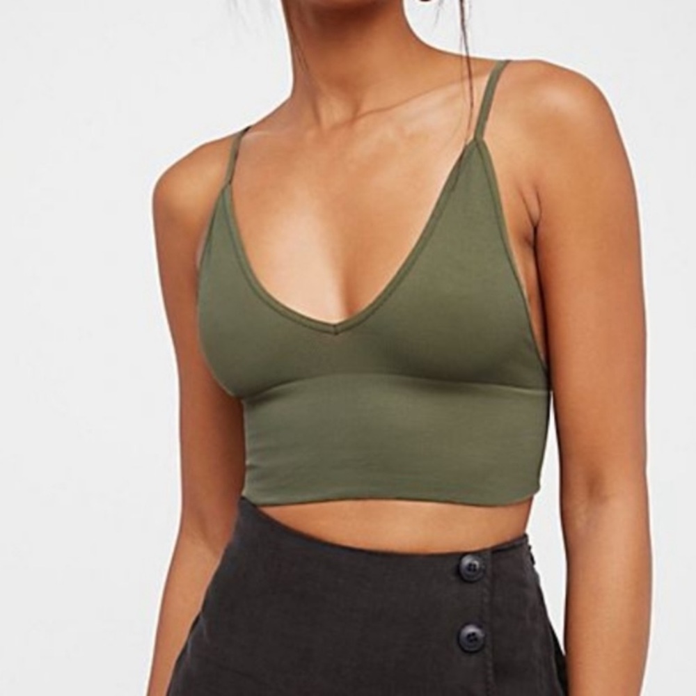 Free People ARMY GREEN Ali low back bra - Picture 2 of 8